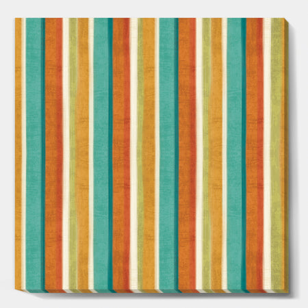 Blue, Green and Orange Vertical Abstract Stripes - Mid-Century Modern Canvas Art