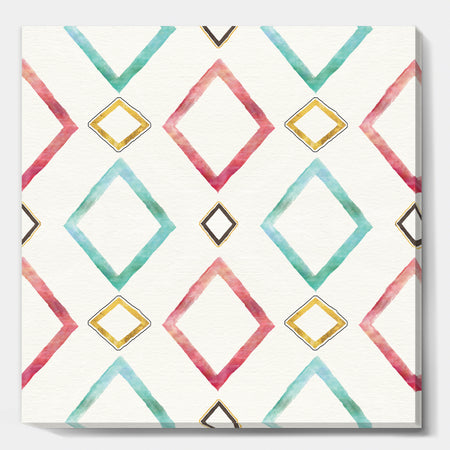Gilded Red and Blue Diamonds - Transitional Premium Canvas Wall Art