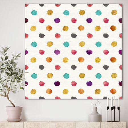 Orange Blue and Purple Polka Dot Pattern - Transitional Gallery-wrapped Canvas