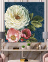 White and Pink Damask Rose Flowers - Farmhouse Canvas Art