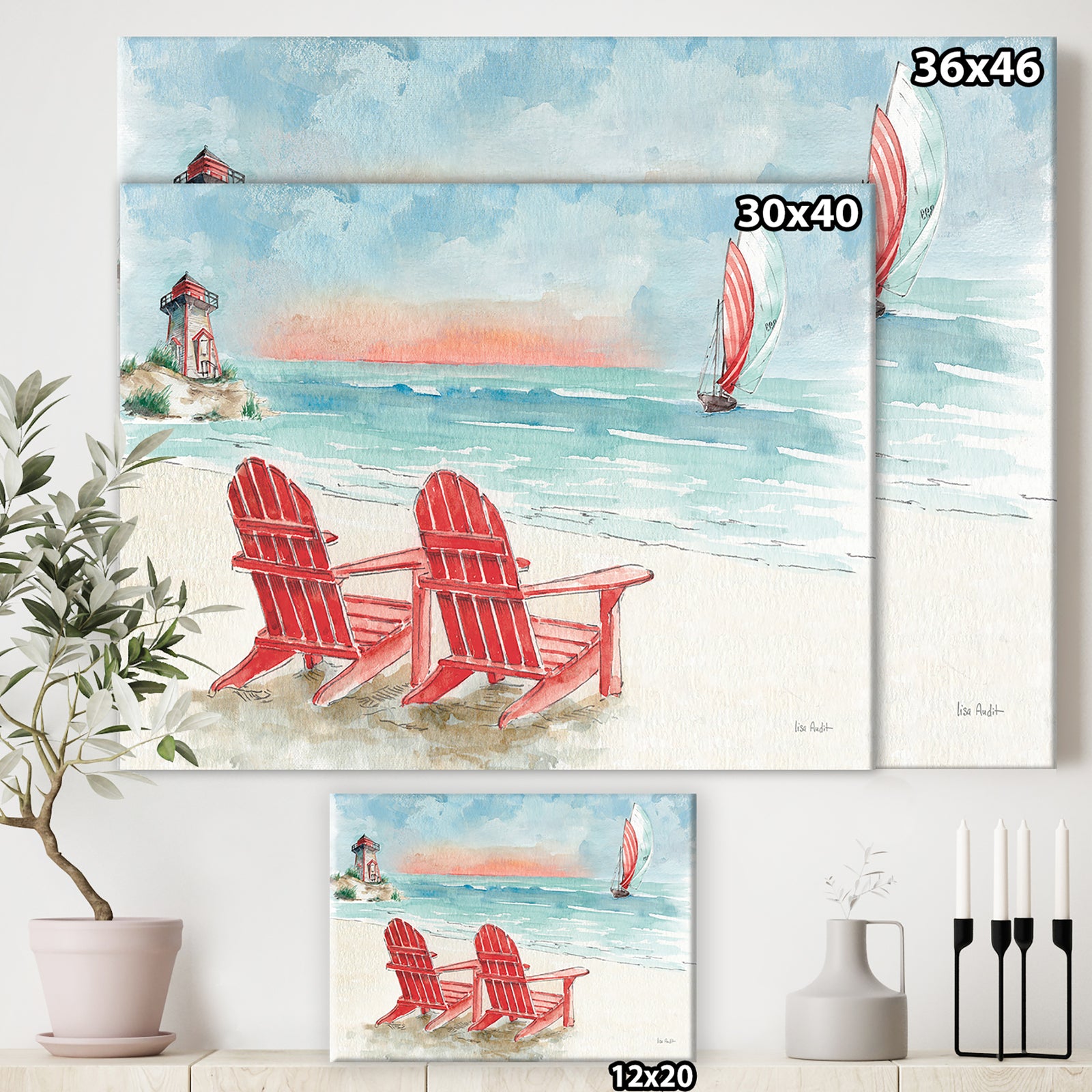 Coastal Chair Relax Beach II - Nautical & Coastal Canvas Art