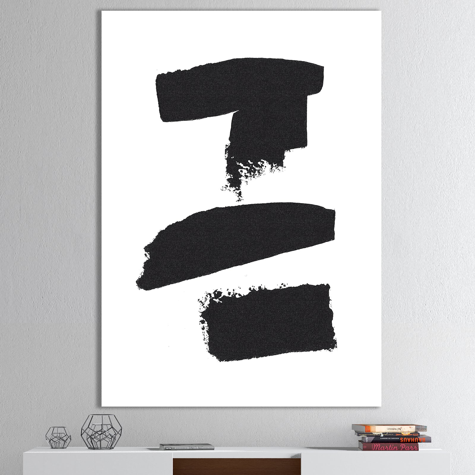 Black and White Geometric Company I - Mid-Century Modern Premium Canvas Wall Art
