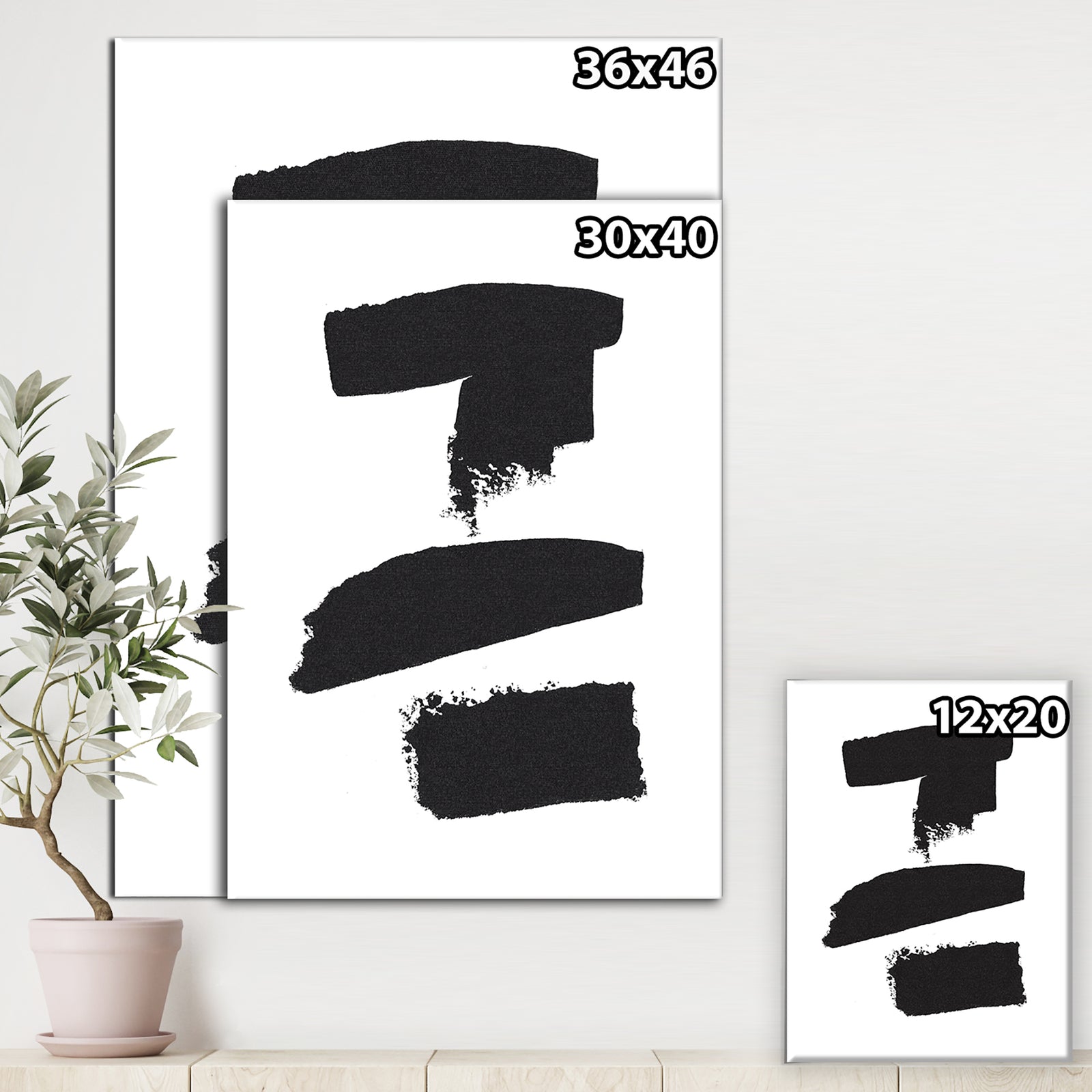 Black and White Geometric Company I - Mid-Century Modern Premium Canvas Wall Art