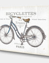 Paris France Bicycles - Vintage Transportation Premium Canvas Wall Art