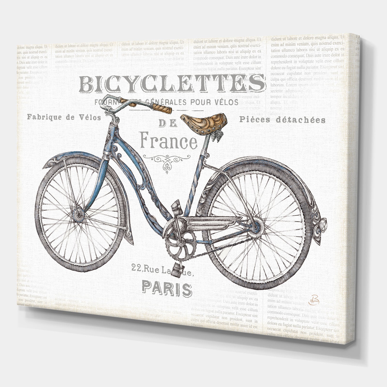 Paris France Bicycles - Vintage Transportation Premium Canvas Wall Art