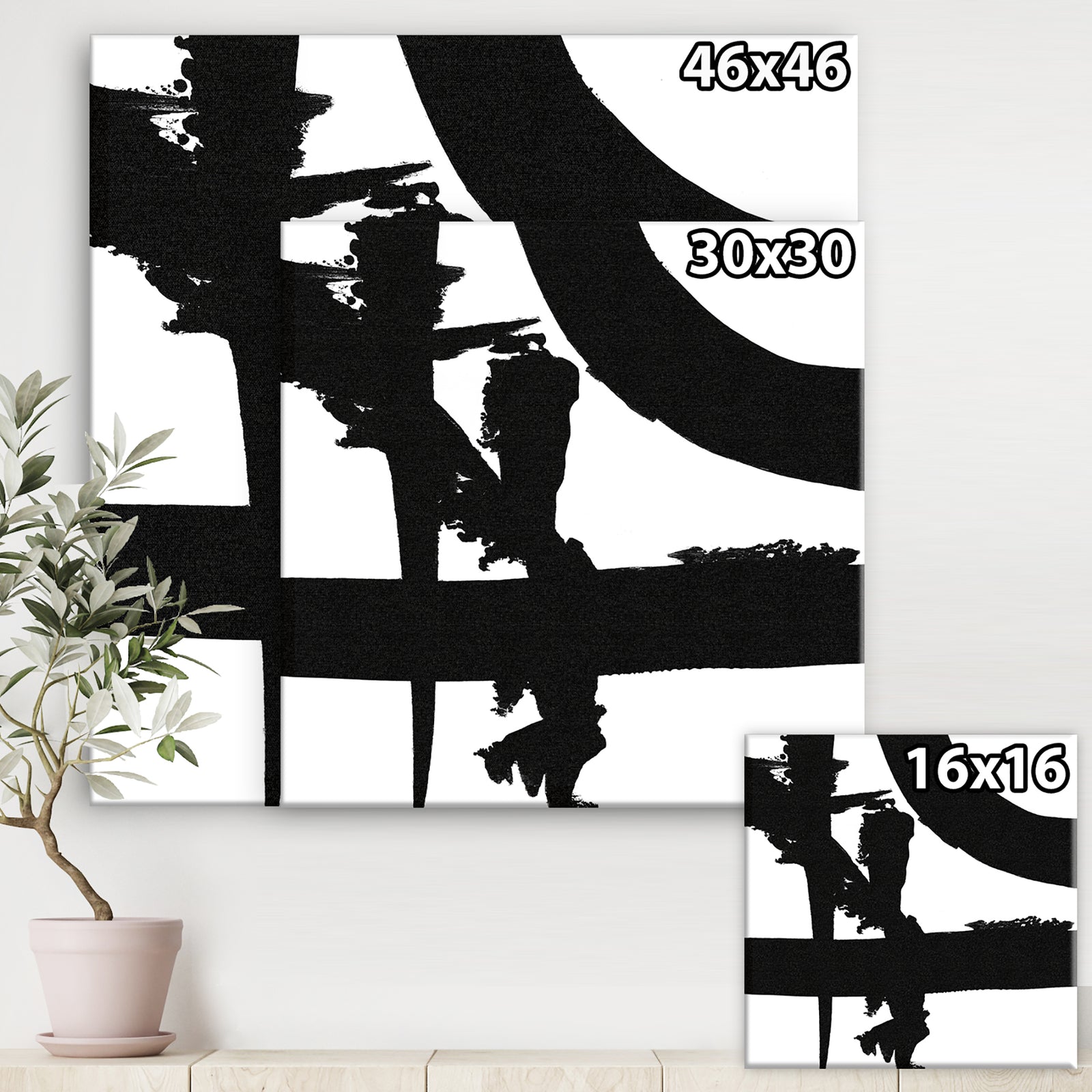 Black and White Crossing Paths I - Gallery-wrapped Canvas