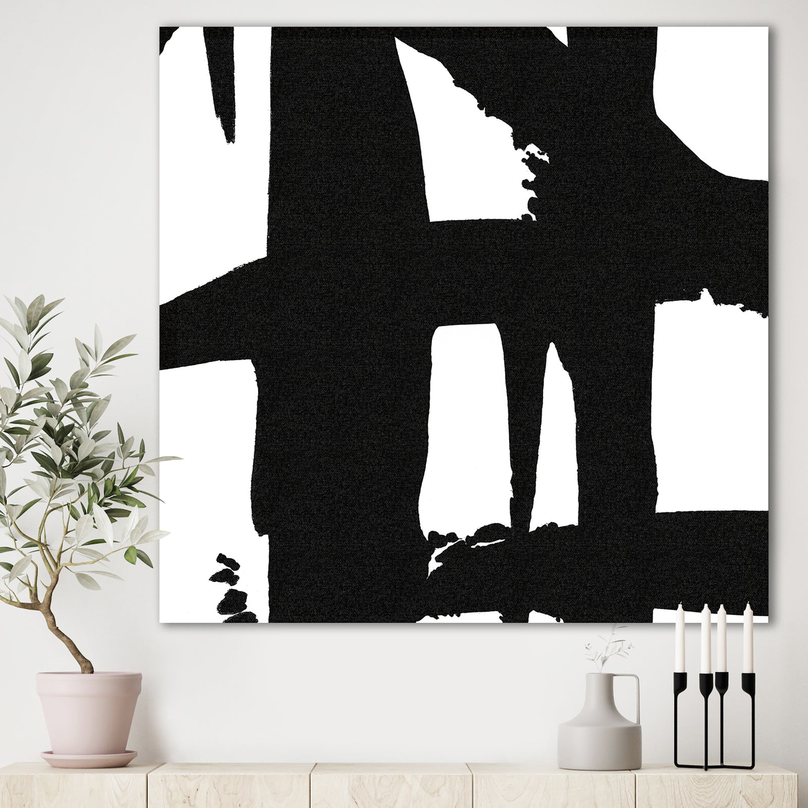 Black & White Crossing Paths II - Modern & Contemporary Canvas Artwork