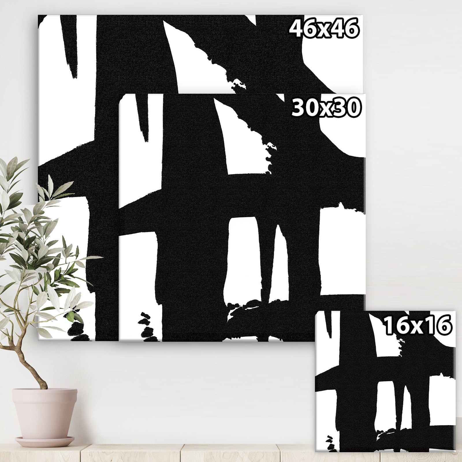 Black & White Crossing Paths II - Modern & Contemporary Canvas Artwork