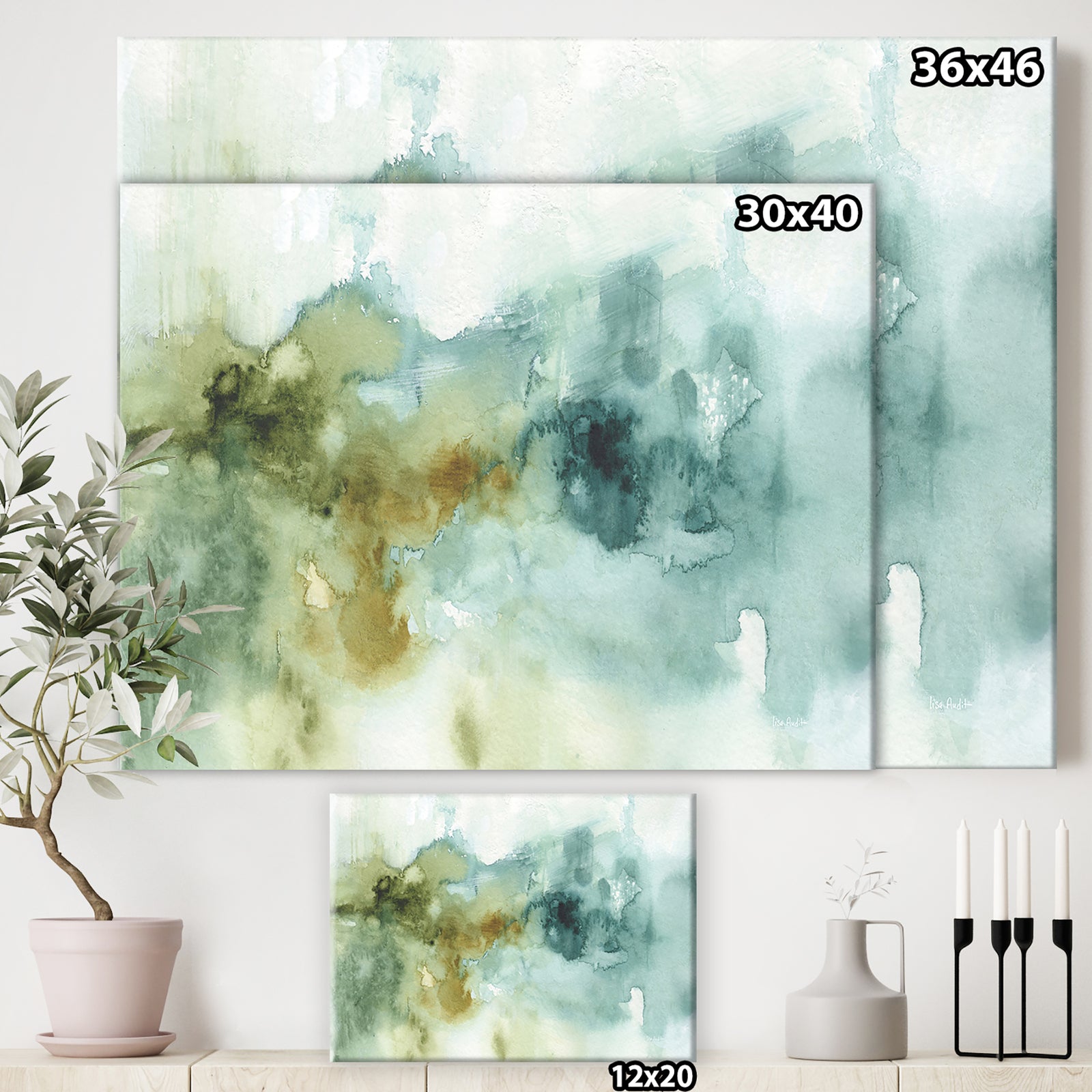 Abstract Watercolor Green House - Modern & Contemporary Canvas Art