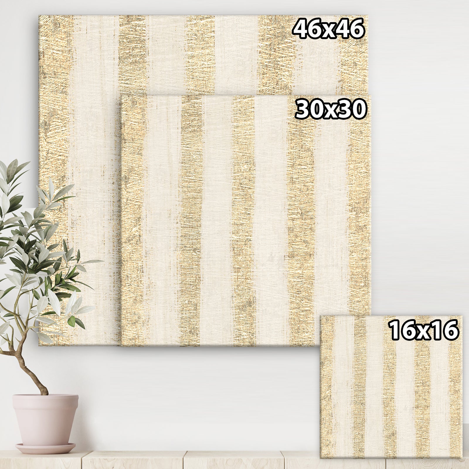 Gold Glam Stipes Pattern - Modern Glam Premium Canvas Wall Art