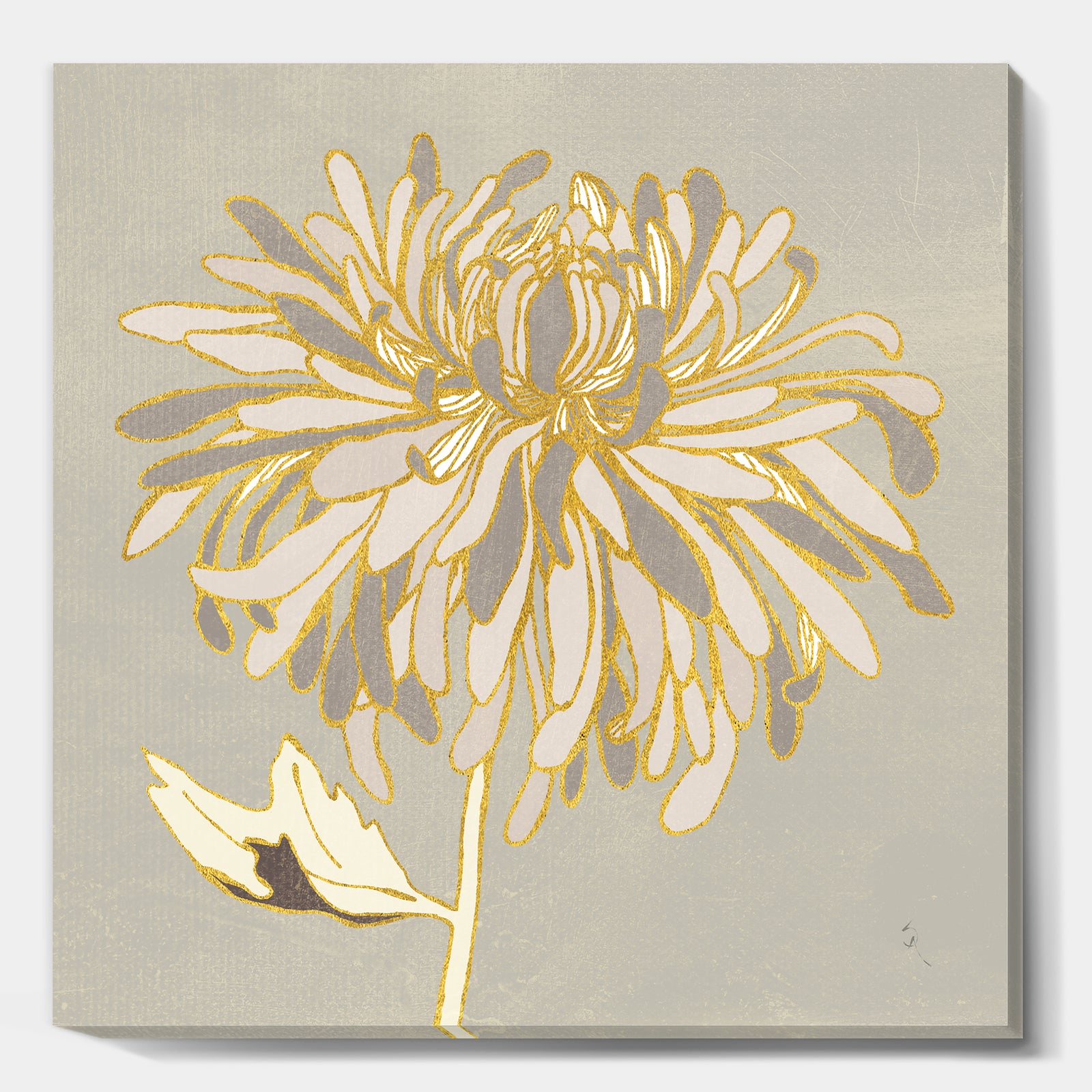 Gold Metallic Floral Garden I - Modern Glam Gallery-wrapped Canvas