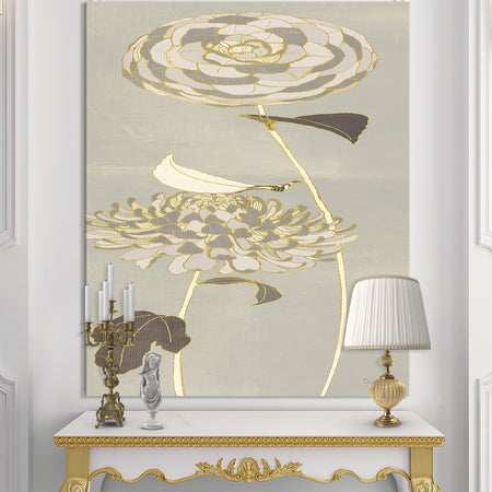 Gold Metallic Floral Garden III - Modern Glam Canvas Art