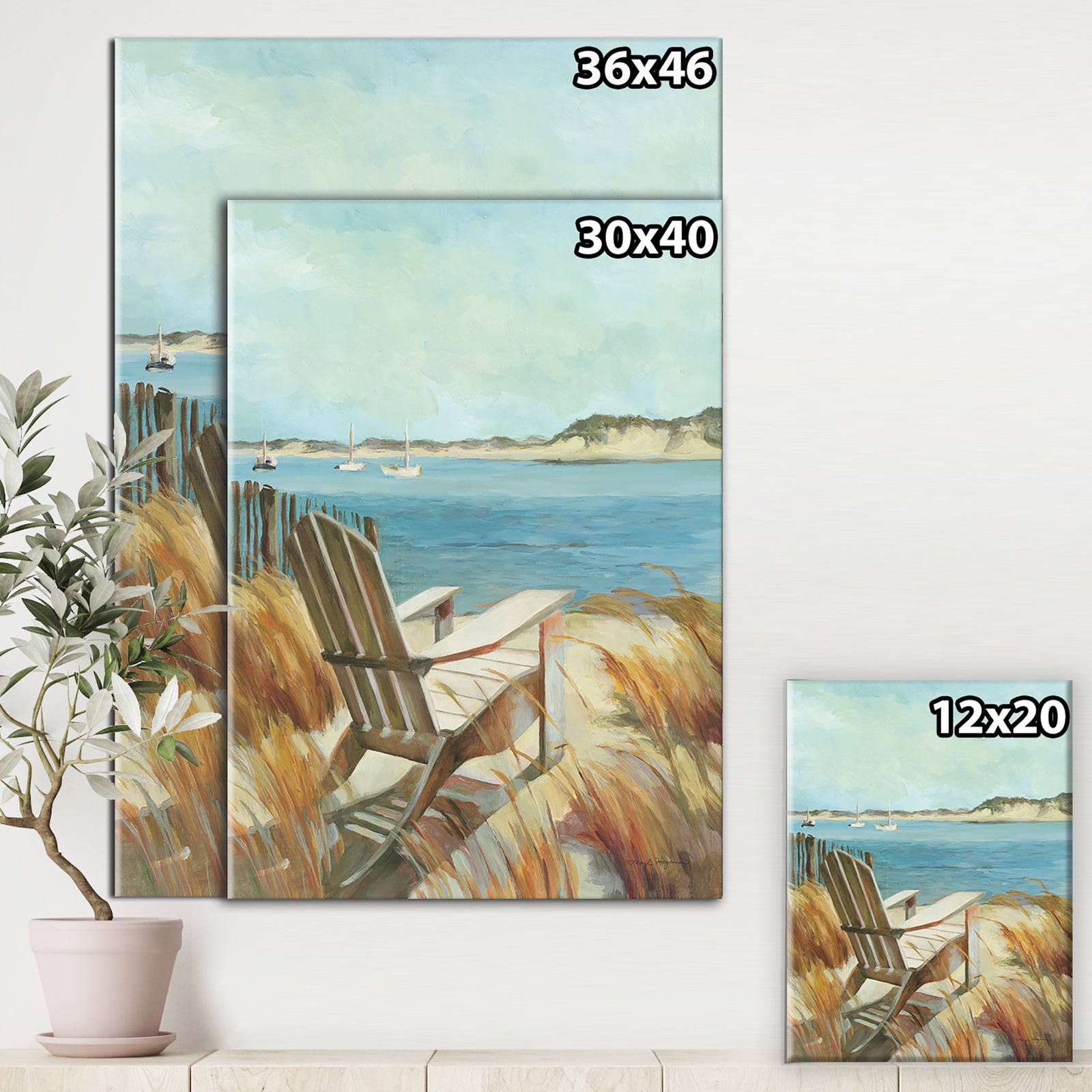Coastal Chair Relax Beach - Nautical & Coastal Premium Canvas Wall Art
