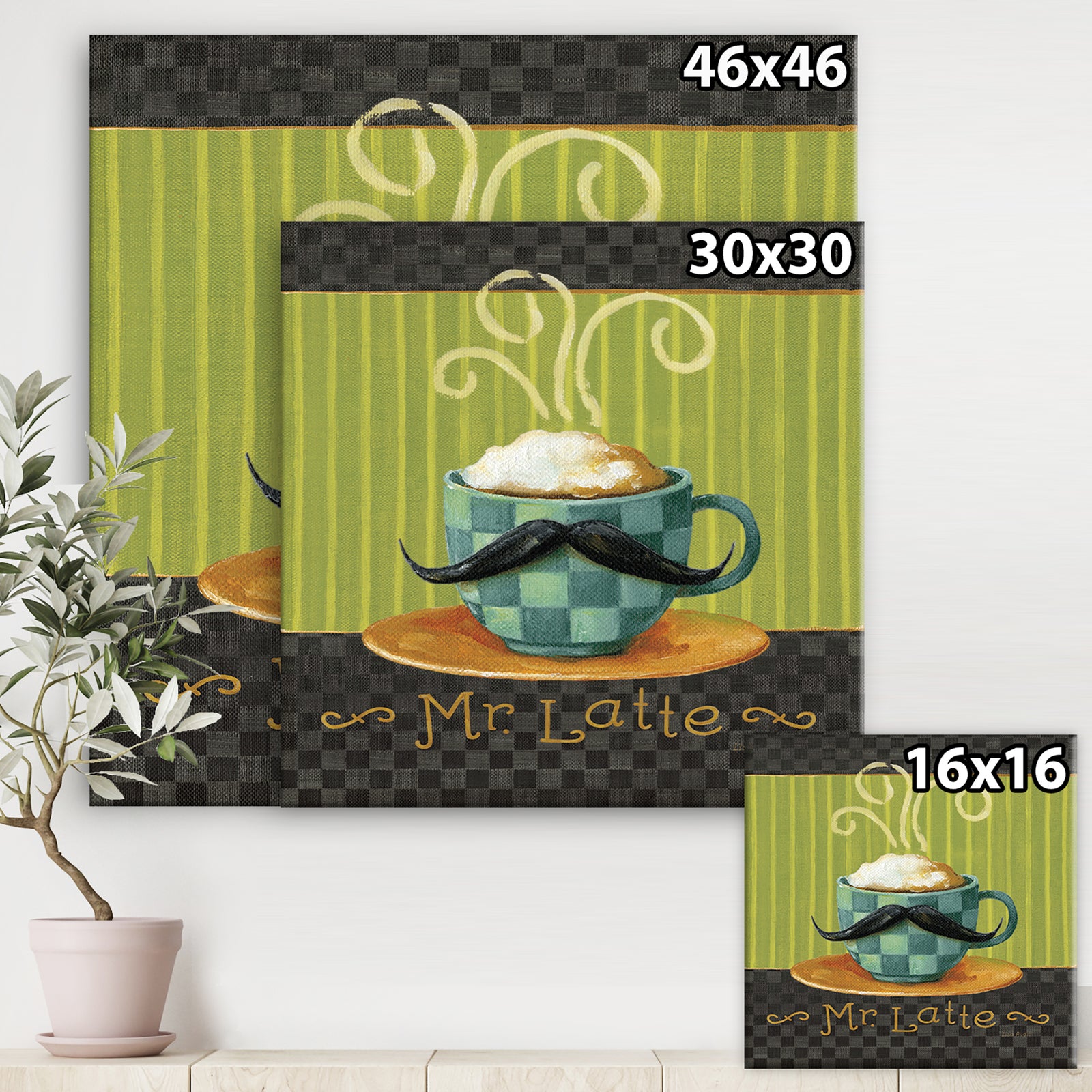 Kitchen Cafe Moustache I - Kitchen Gallery-wrapped Canvas