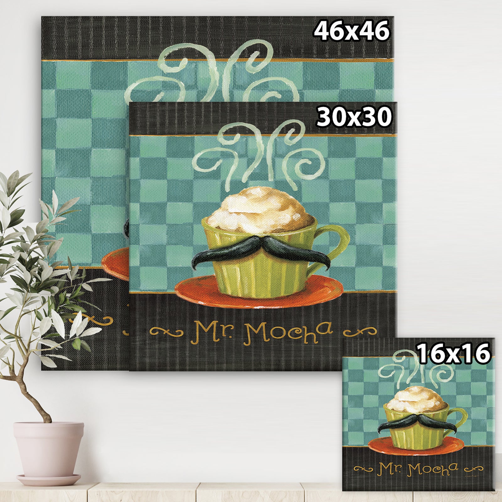 Kitchen Cafe Moustache II - Kitchen Canvas Artwork