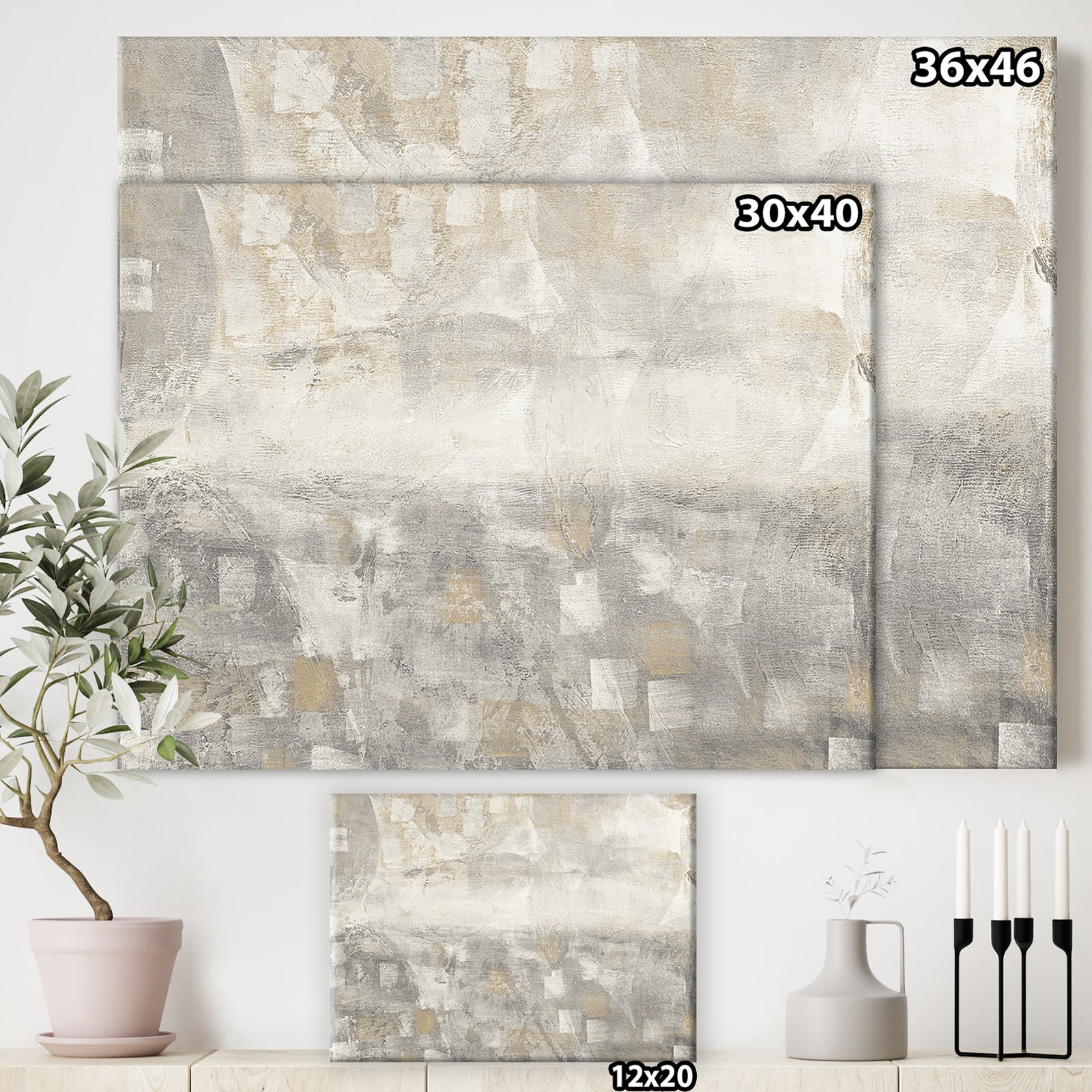 Gray Abstract Watercolor - Gallery-wrapped Canvas