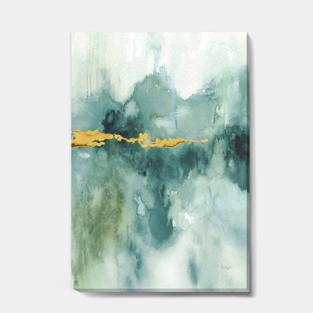 Blue Watercolor Impression with Gold - Traditional Canvas Art
