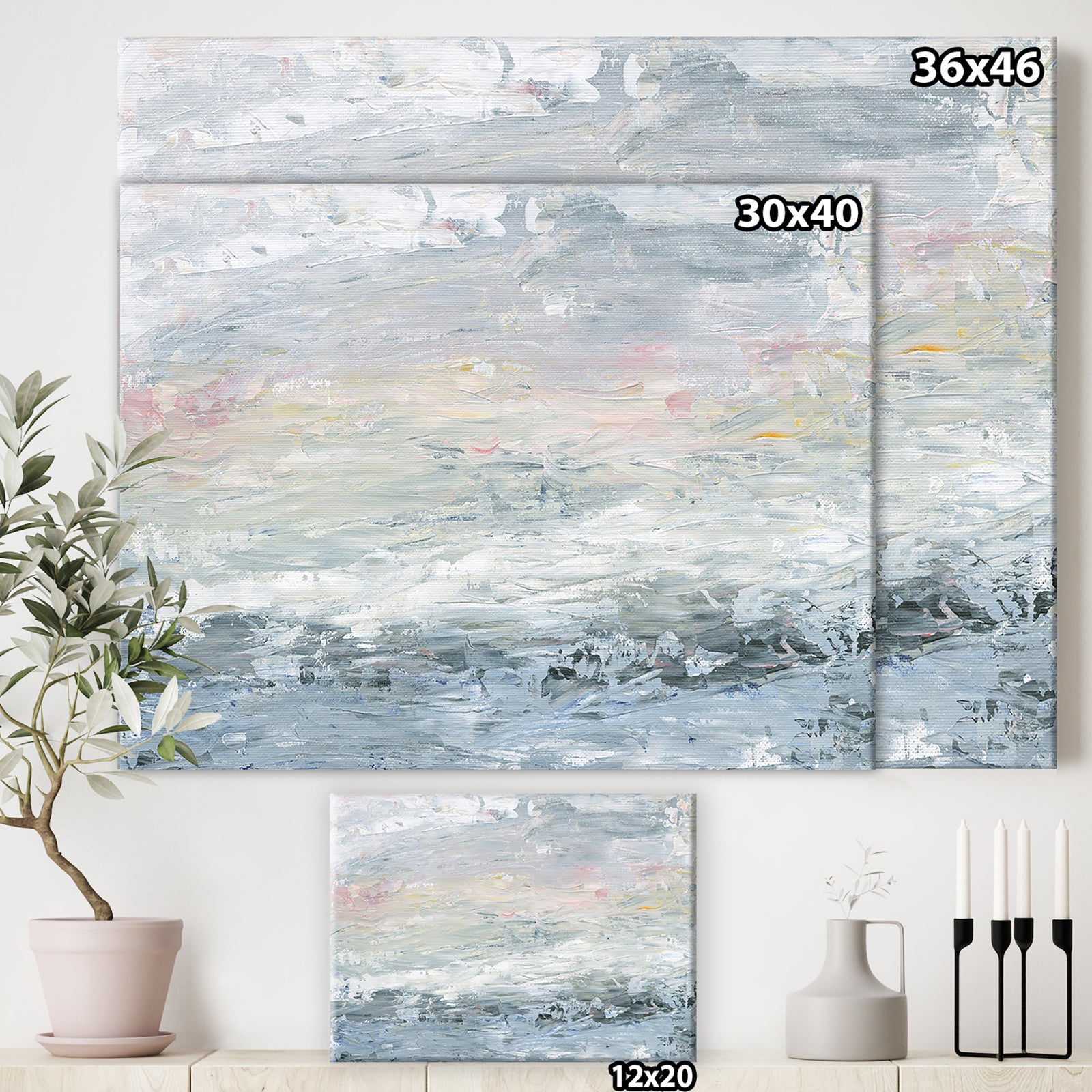 Gray Abstract Watercolor II - Contemporary Gallery-wrapped Canvas