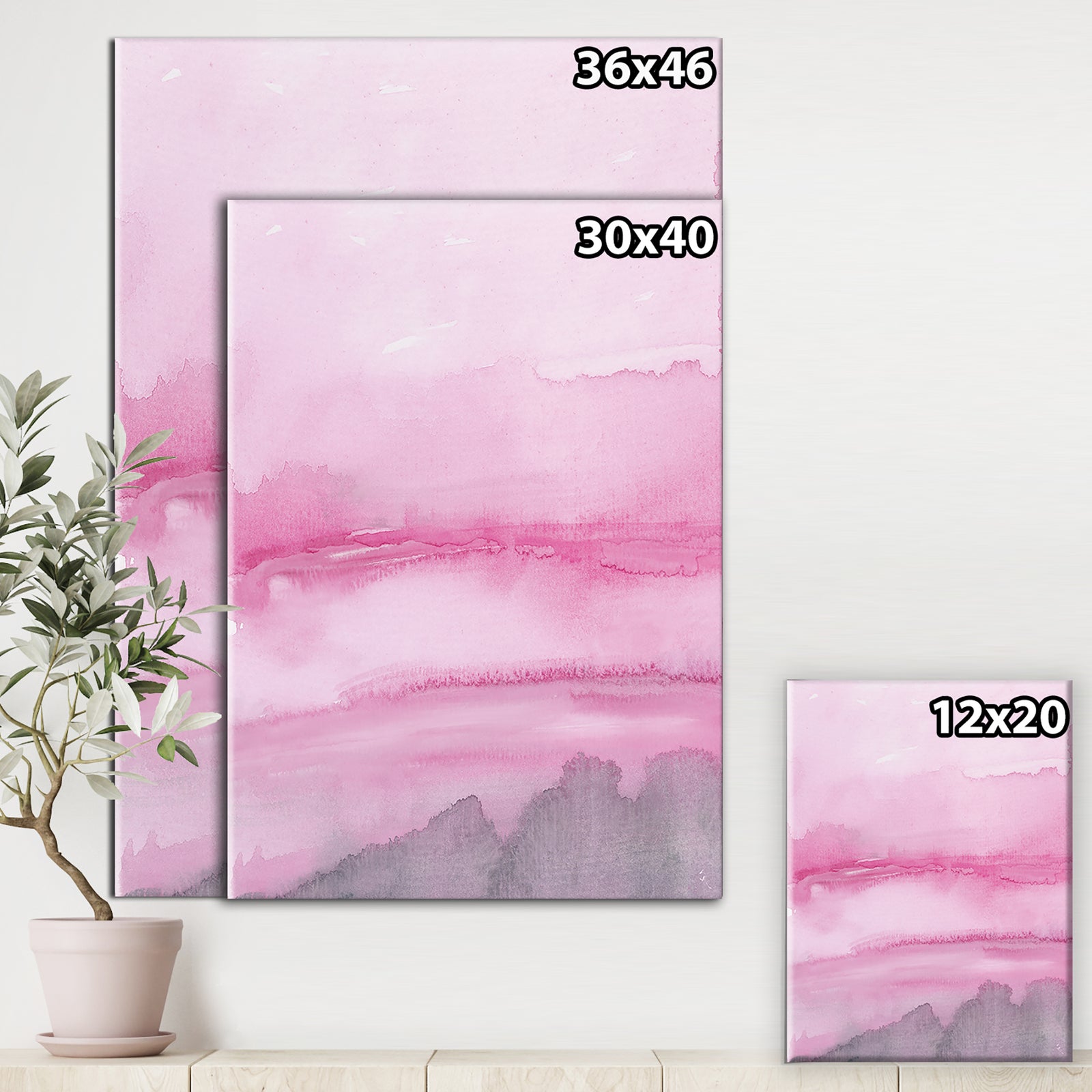 Pink Abstract Watercolor - Shabby Chic Canvas Artwork