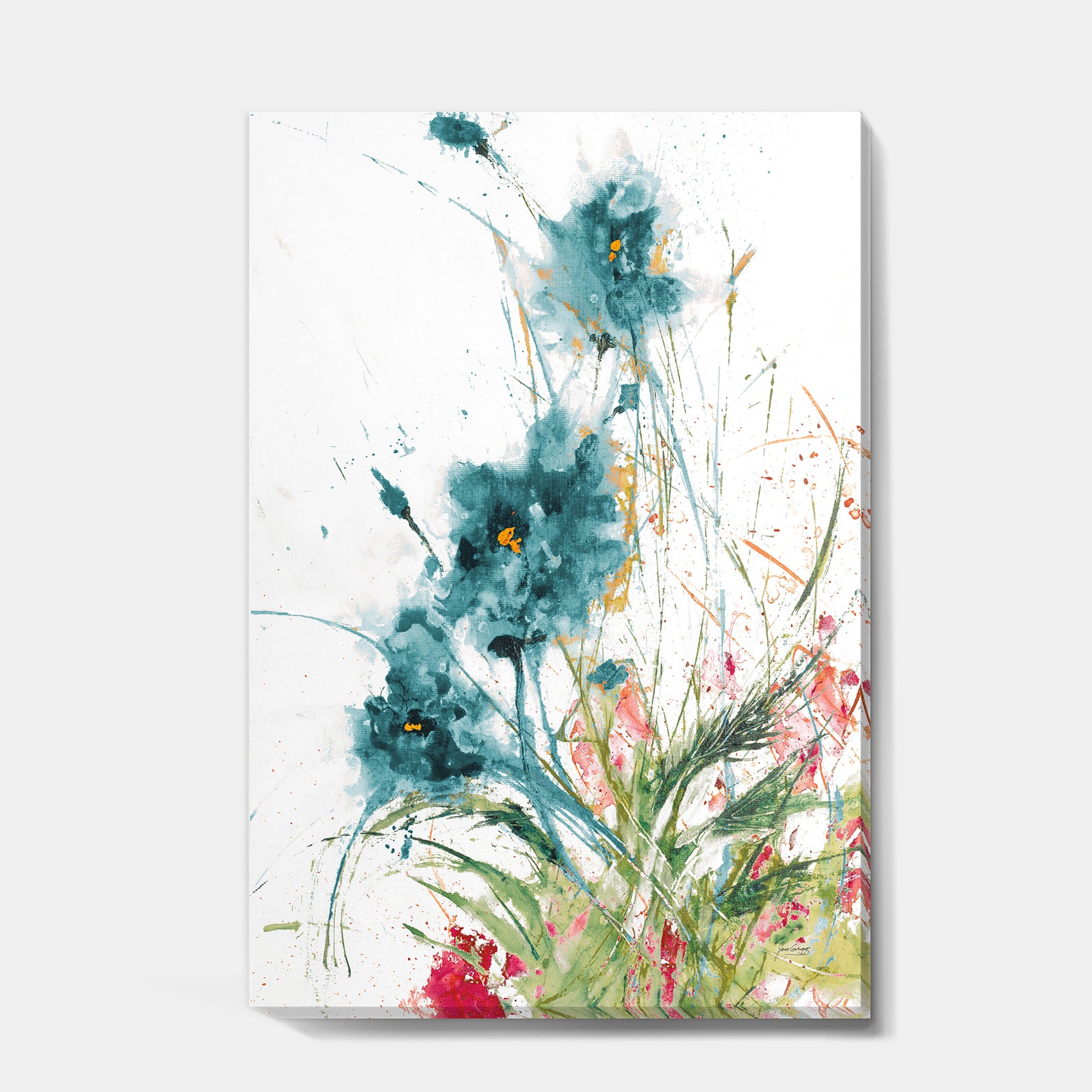 Wild Blue Abstract Farmhouse Flowers - Modern Farmhouse Canvas Art