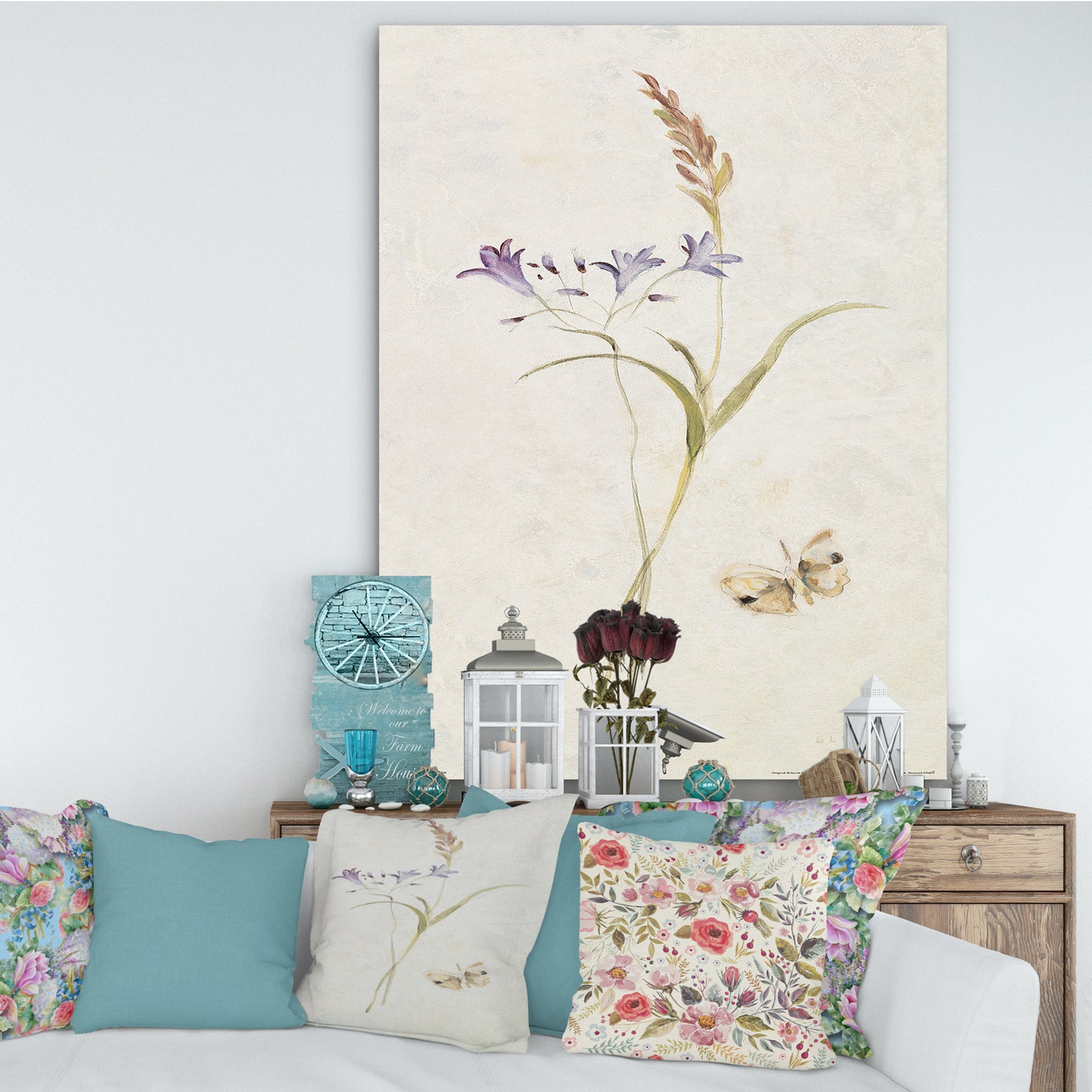 Wild Simple Wallflowers I - Farmhouse Gallery-wrapped Canvas