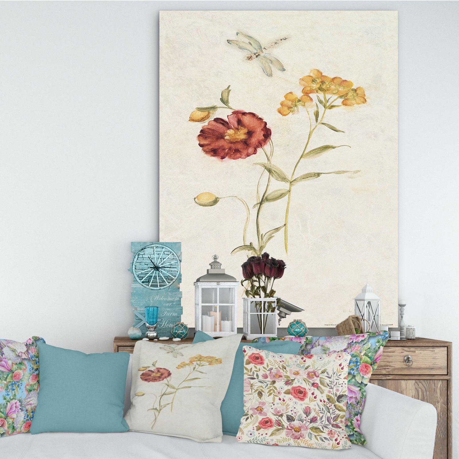 Wild Simple Wallflowers III - Farmhouse Canvas Art
