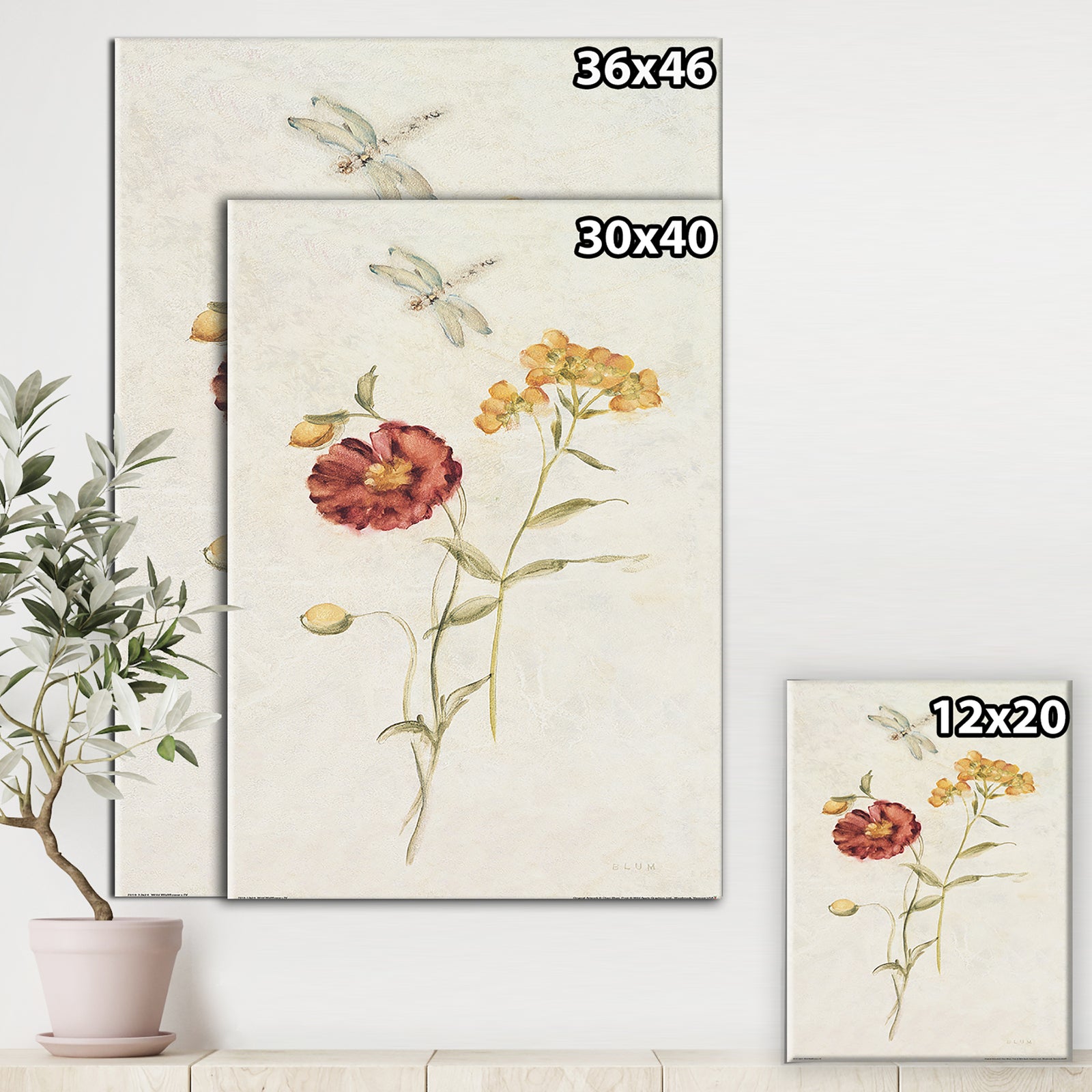 Wild Simple Wallflowers III - Farmhouse Canvas Art