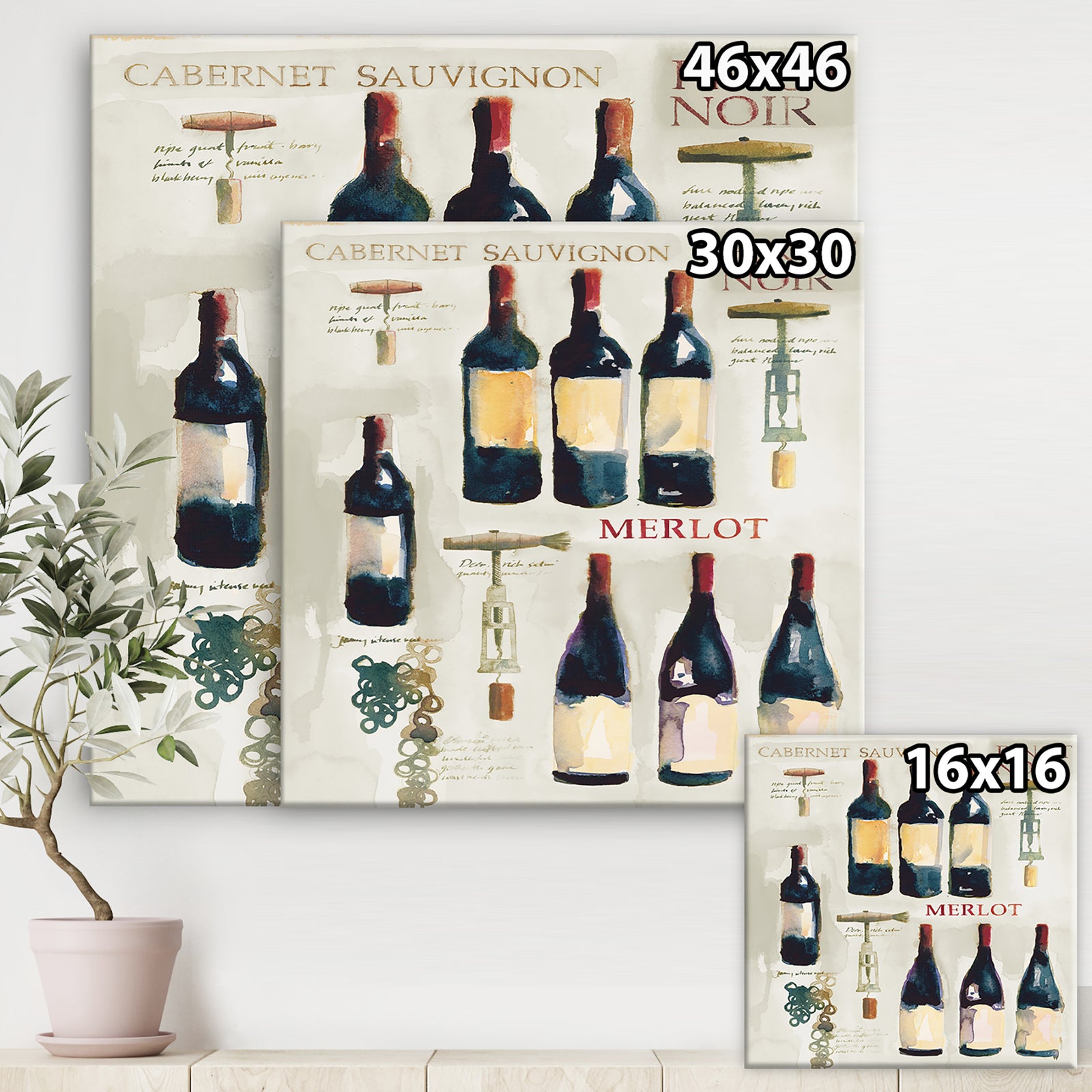 Red Sauvignon Wine Collage - Food and Beverage Canvas Art