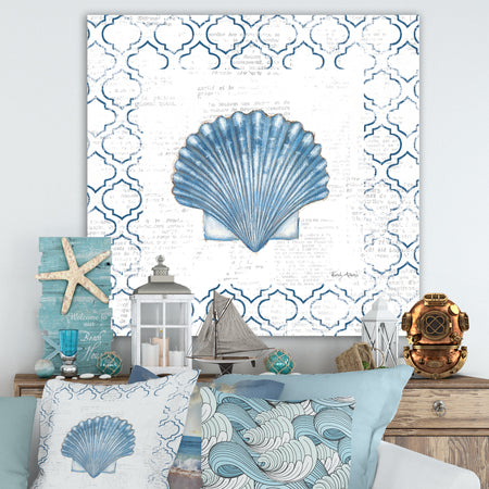 Navy Blue Scallop Shell - Nautical & Coastal Gallery-wrapped Canvas
