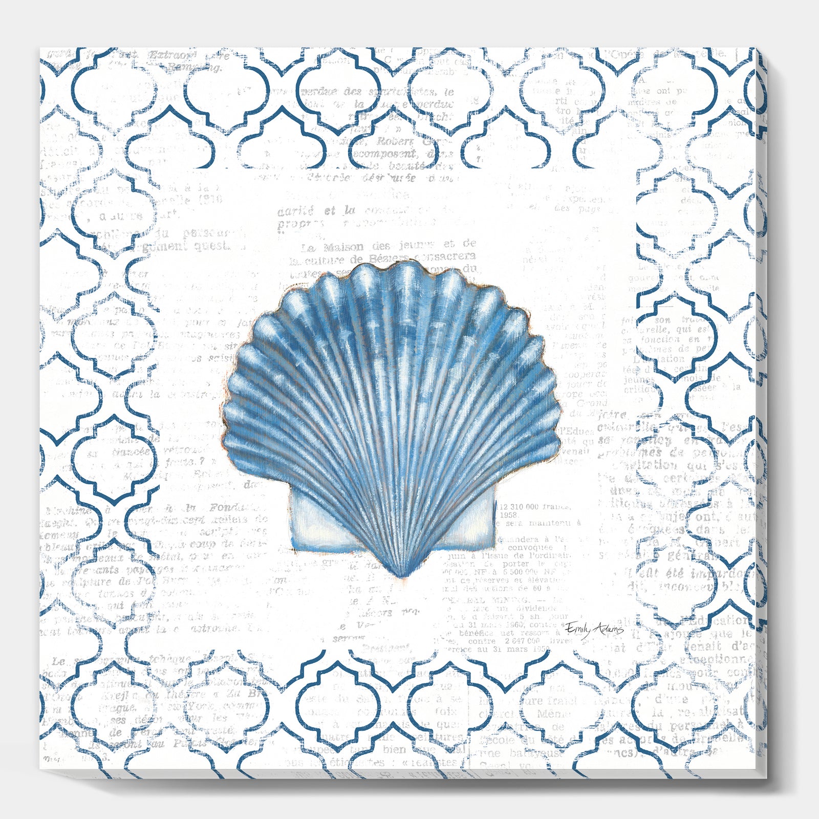 Navy Blue Scallop Shell - Nautical & Coastal Gallery-wrapped Canvas