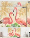 Gold Glam Flamingos - Animals Canvas Art