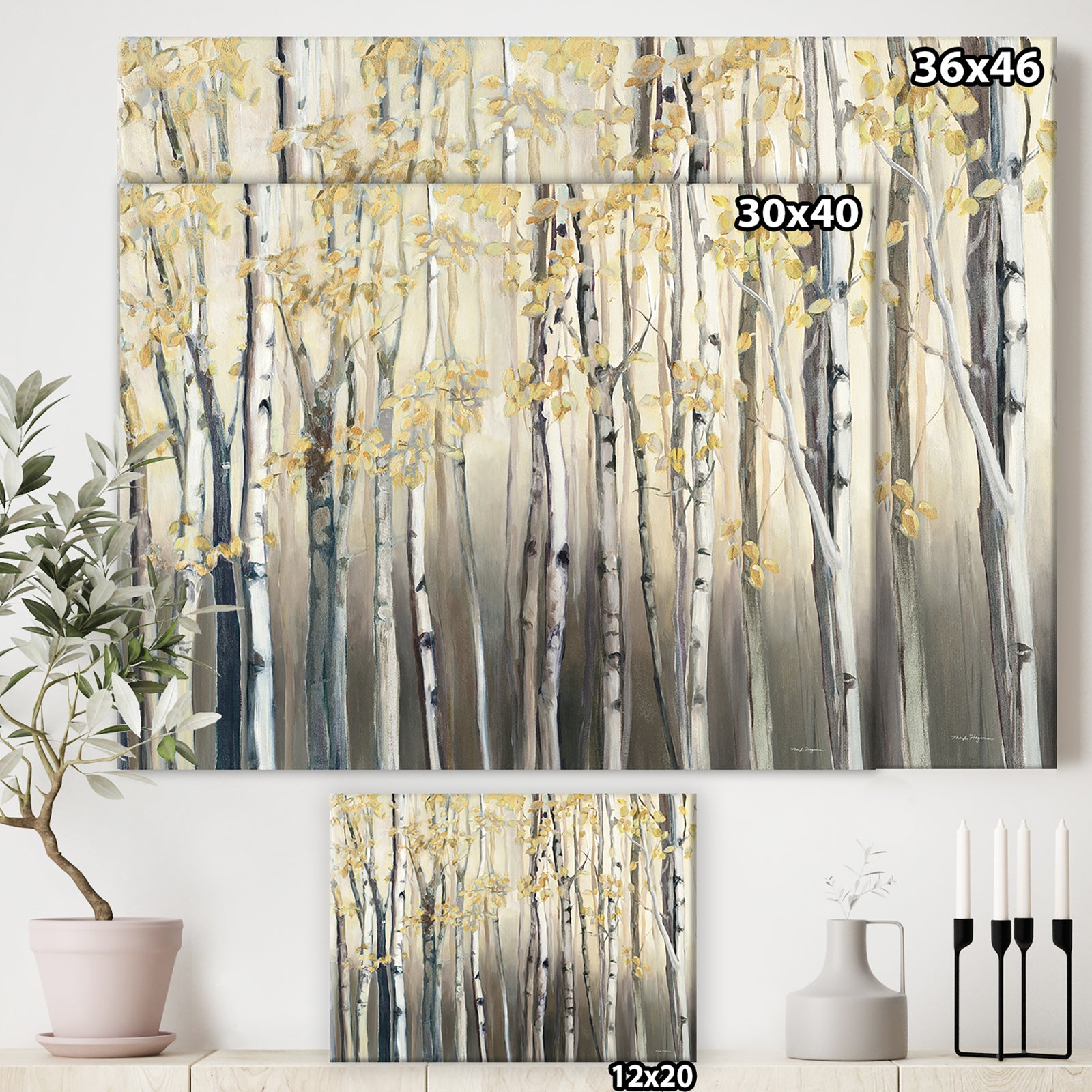 Golden Birch Forest I - Landscapes Premium Canvas Wall Art