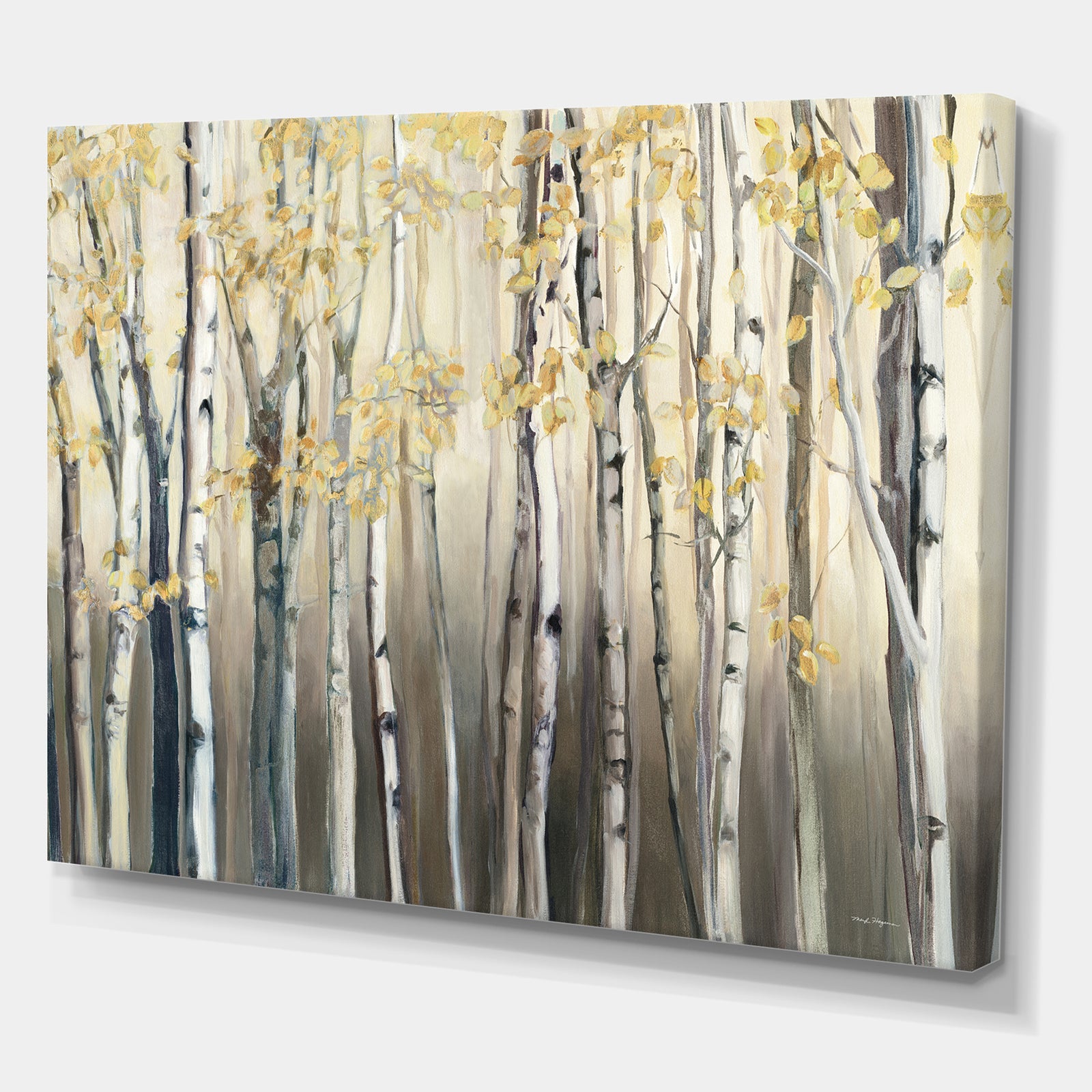 Golden Birch Forest I - Landscapes Premium Canvas Wall Art