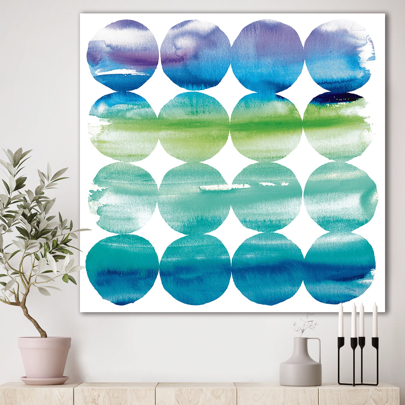 Circle Abstract Blue Colorfields I - Modern & Transitional Canvas Artwork