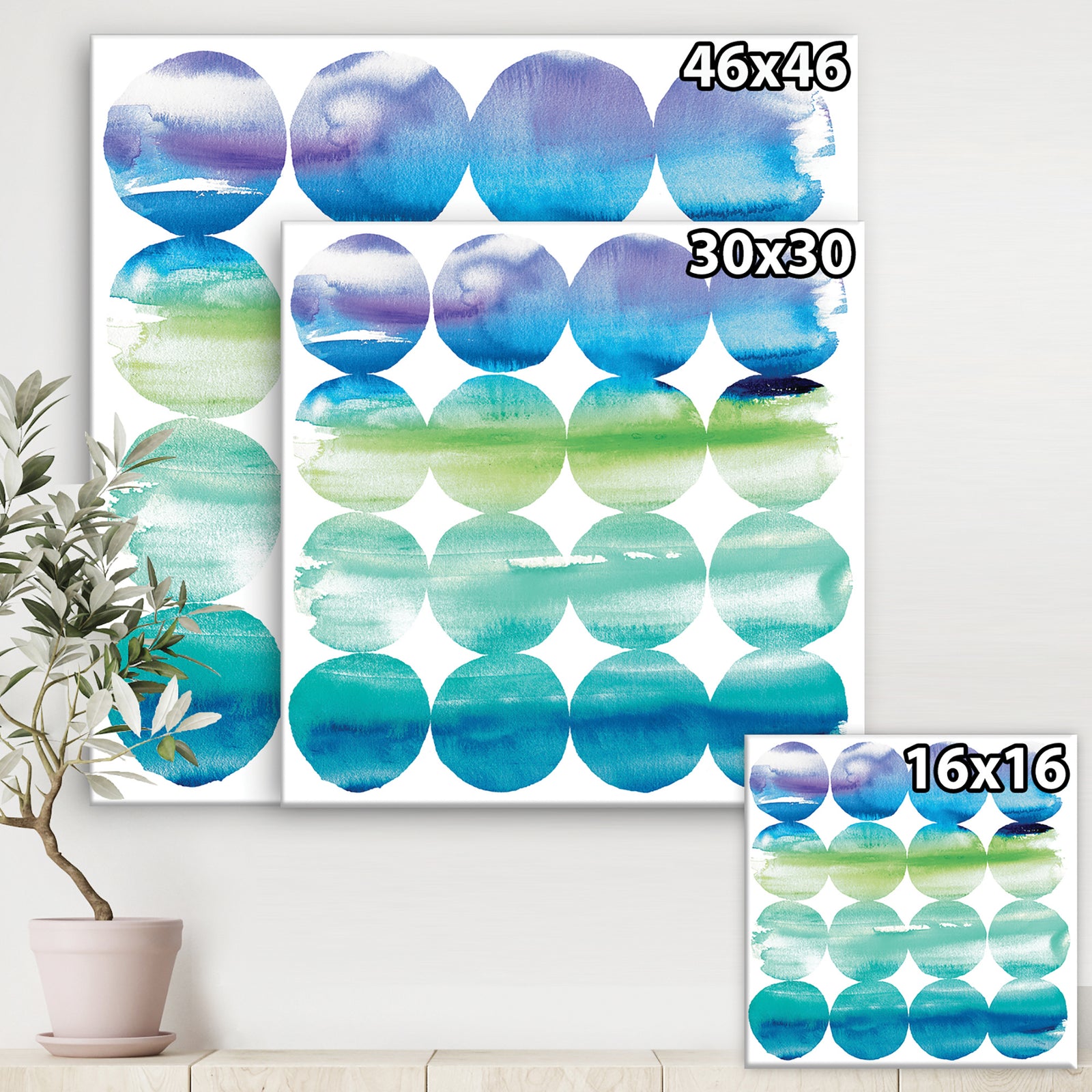 Circle Abstract Blue Colorfields I - Modern & Transitional Canvas Artwork