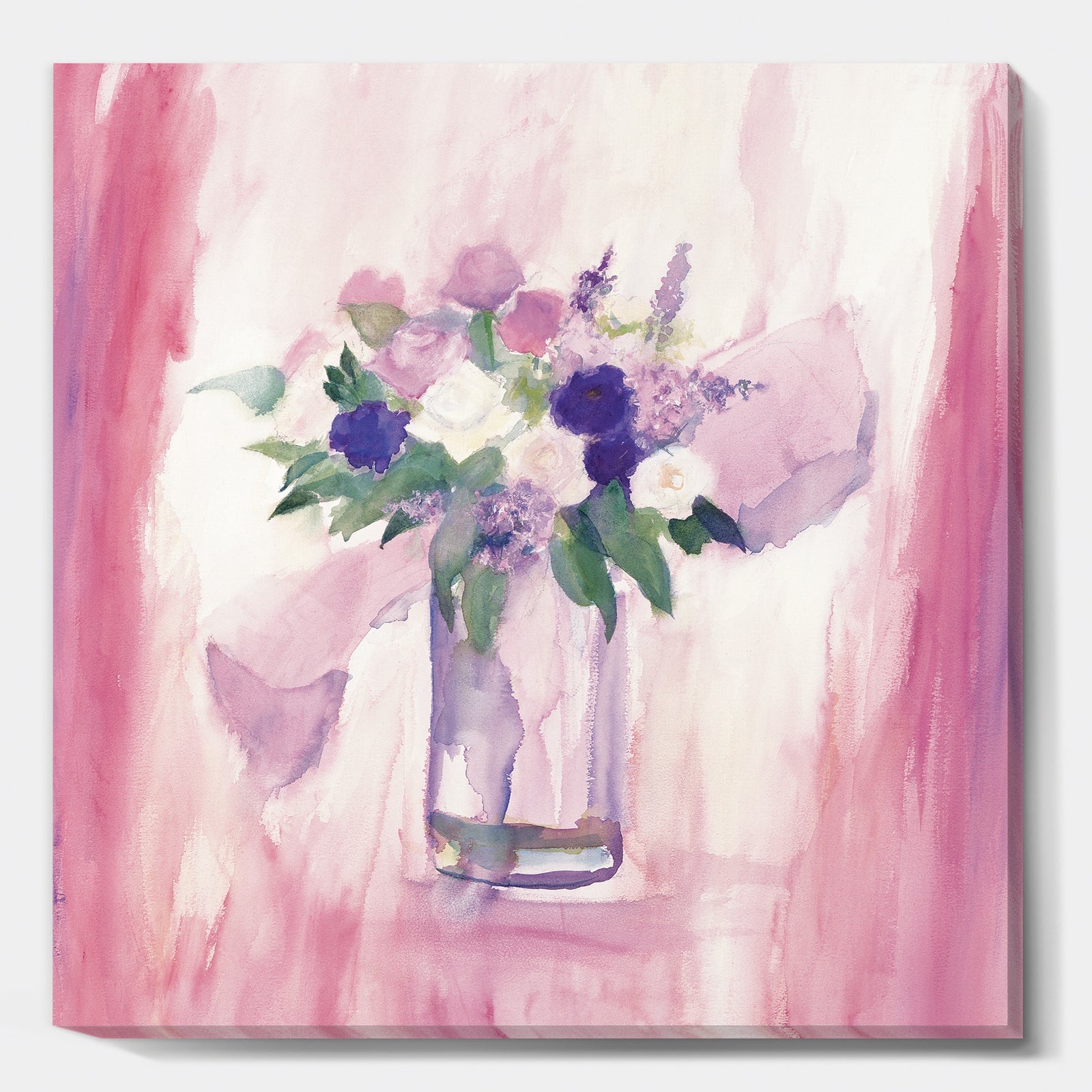 Pink Flower Still Life - Shabby Chic Canvas Art