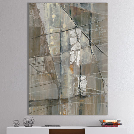 Silver and Beige Abstract Waterpainting - Contemporary Canvas Art