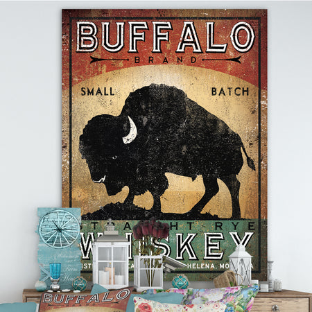 Vintage Buffalo Whiskey - Wildlife Premium Canvas Wall Art