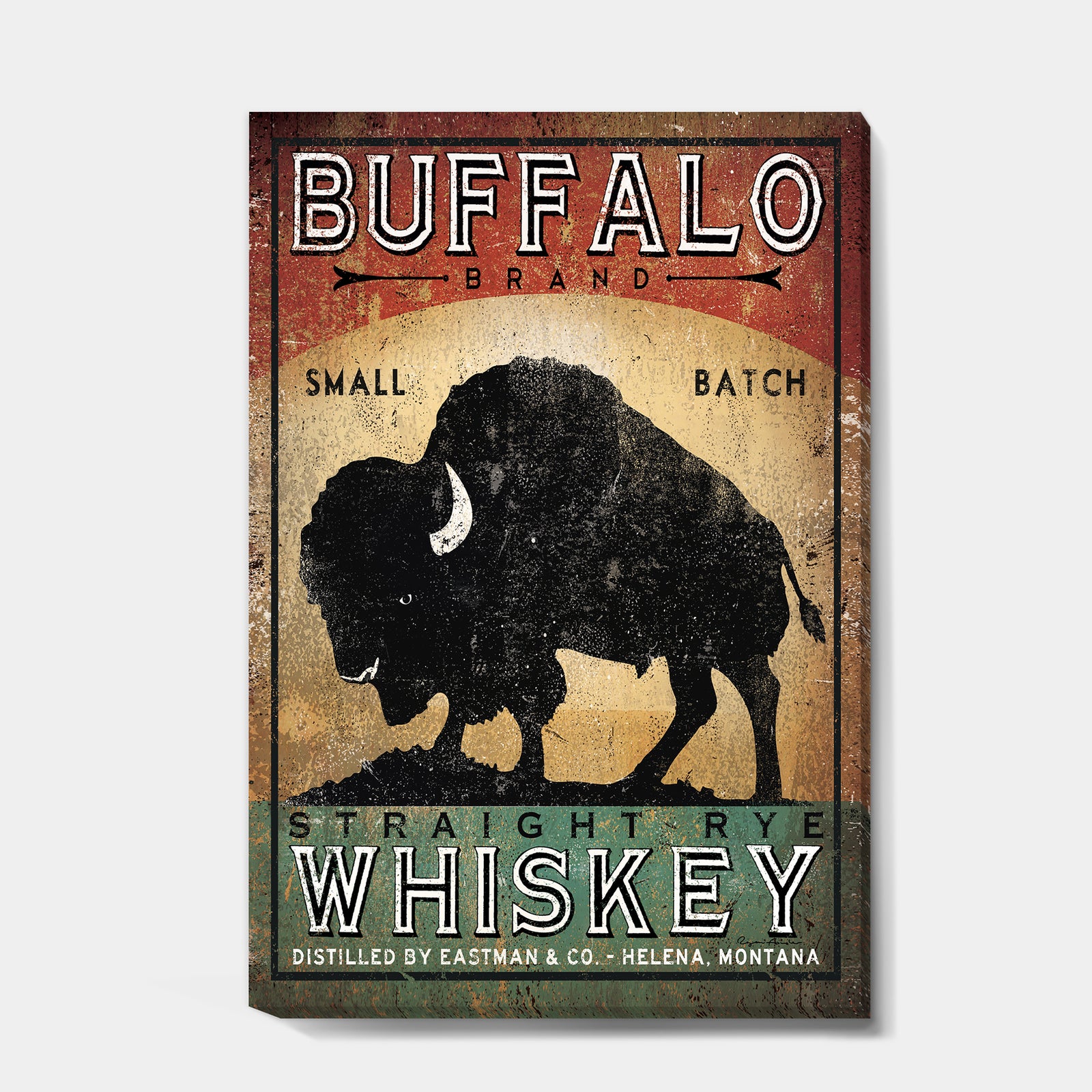 Vintage Buffalo Whiskey - Wildlife Premium Canvas Wall Art
