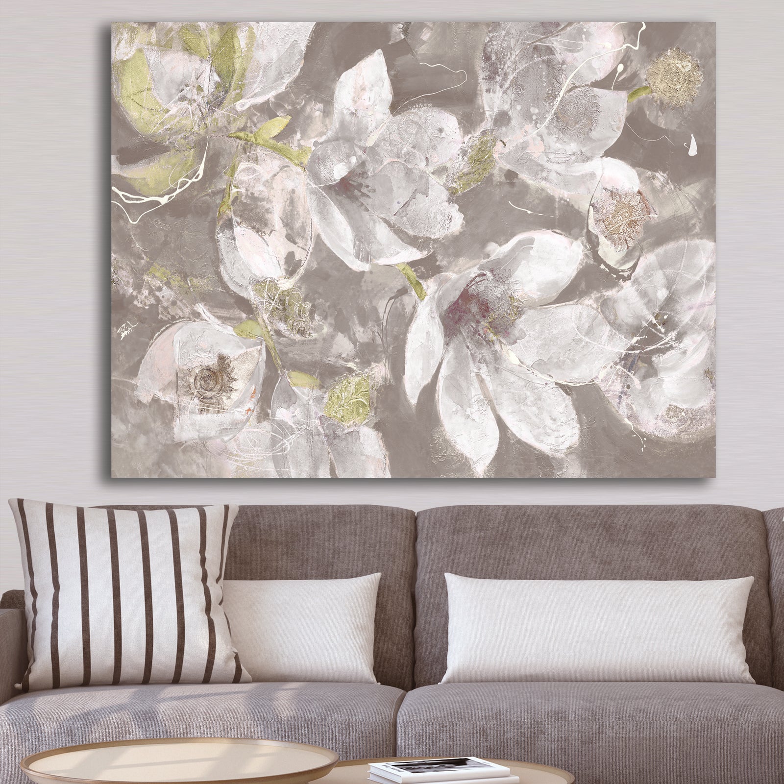Beige And Brown Blossiming Flowers - Farmhouse Canvas Artwork