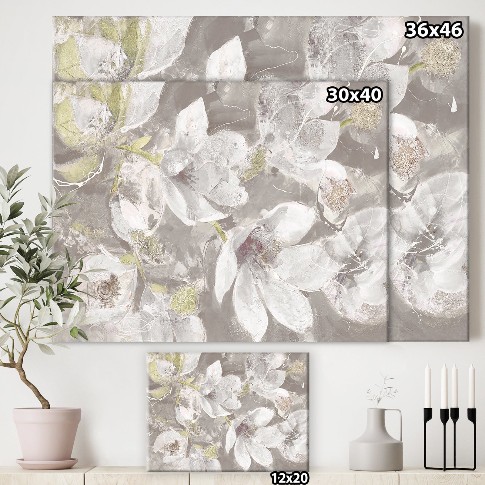 Beige And Brown Blossiming Flowers - Farmhouse Canvas Artwork