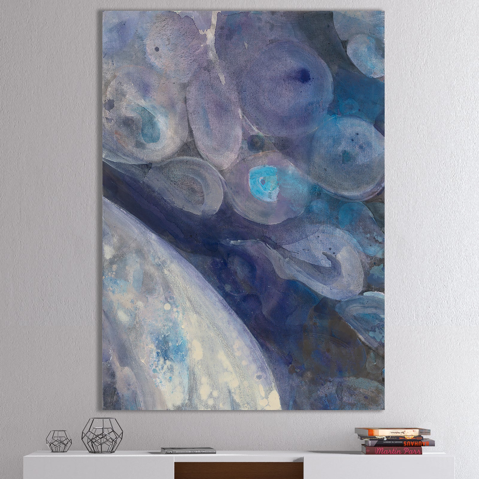 Into the Indigo Stream I - Abstract Gallery-wrapped Canvas