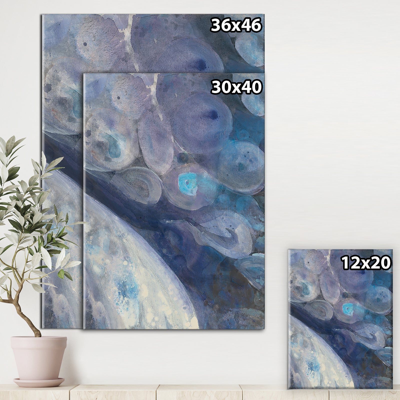 Into the Indigo Stream I - Abstract Gallery-wrapped Canvas