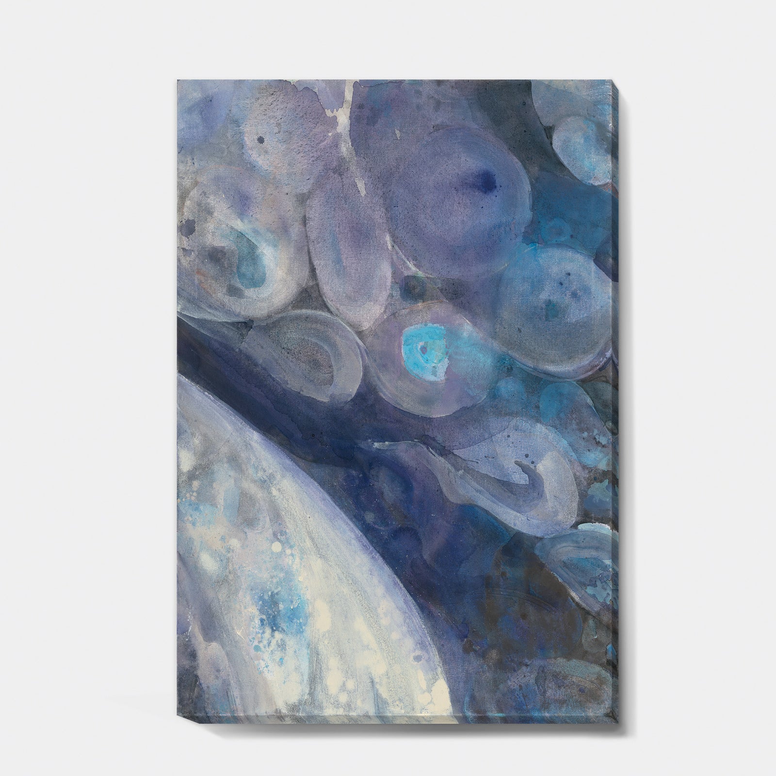 Into the Indigo Stream I - Abstract Gallery-wrapped Canvas