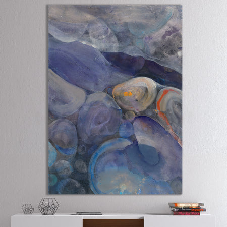 Into the Indigo Stream II - Abstract Canvas Artwork