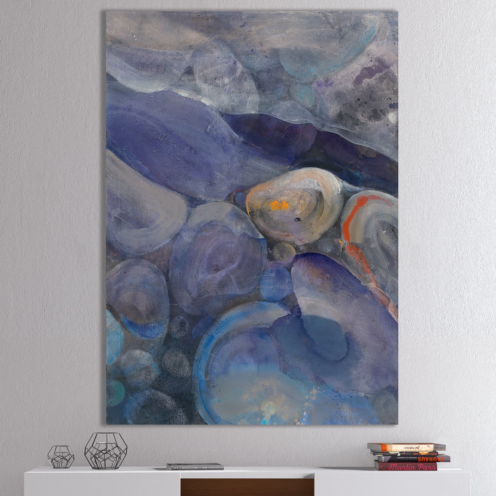 Into the Indigo Stream II - Abstract Canvas Artwork