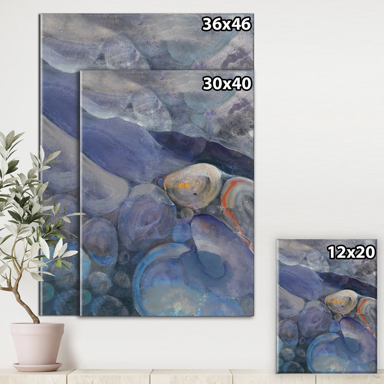 Into the Indigo Stream II - Abstract Canvas Artwork