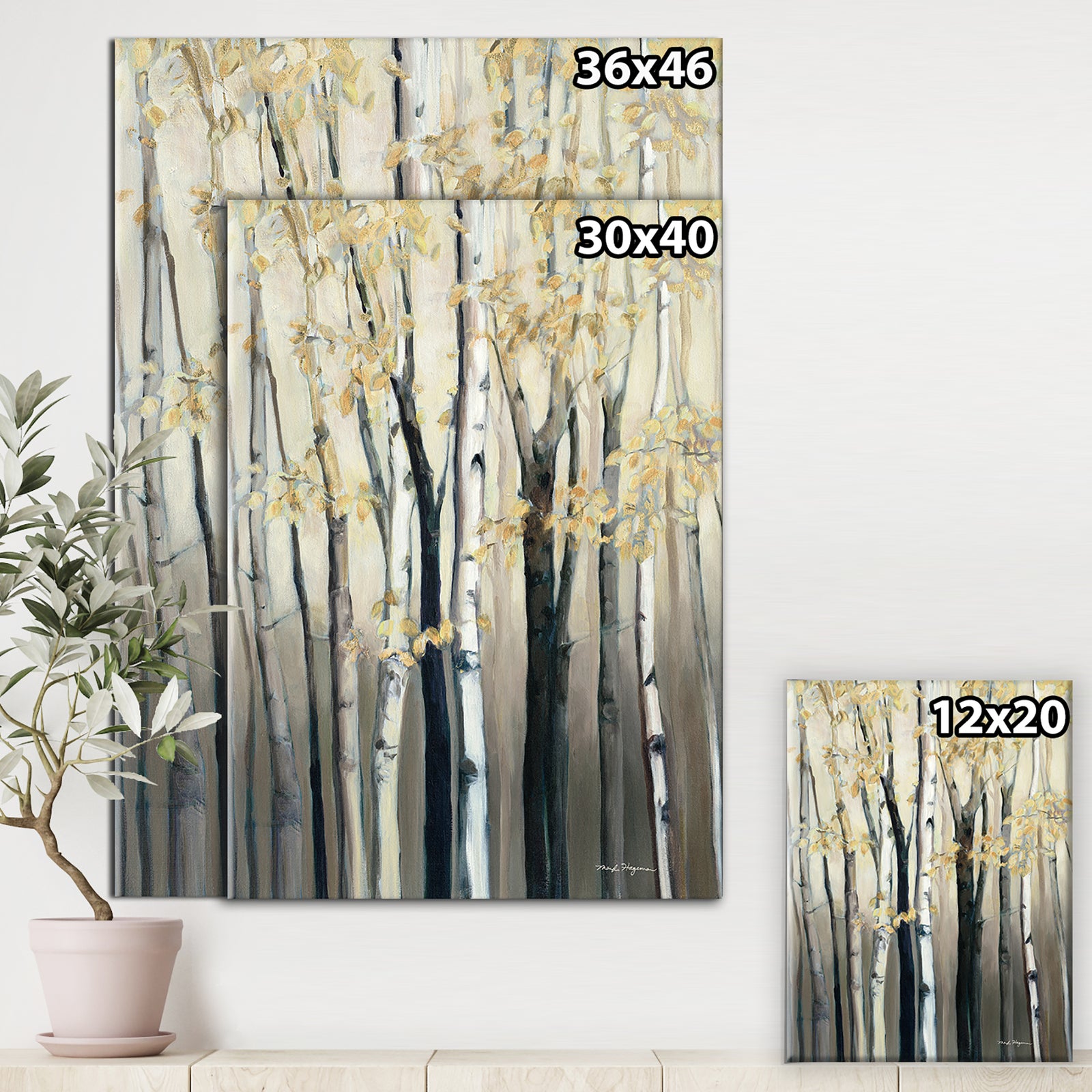 Golden Birch Forest III - Farmhouse Canvas Art