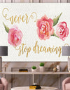 Never Stop Dreaming Gold - Shabby Chic Gallery-wrapped Canvas