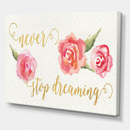 Never Stop Dreaming Gold - Shabby Chic Gallery-wrapped Canvas